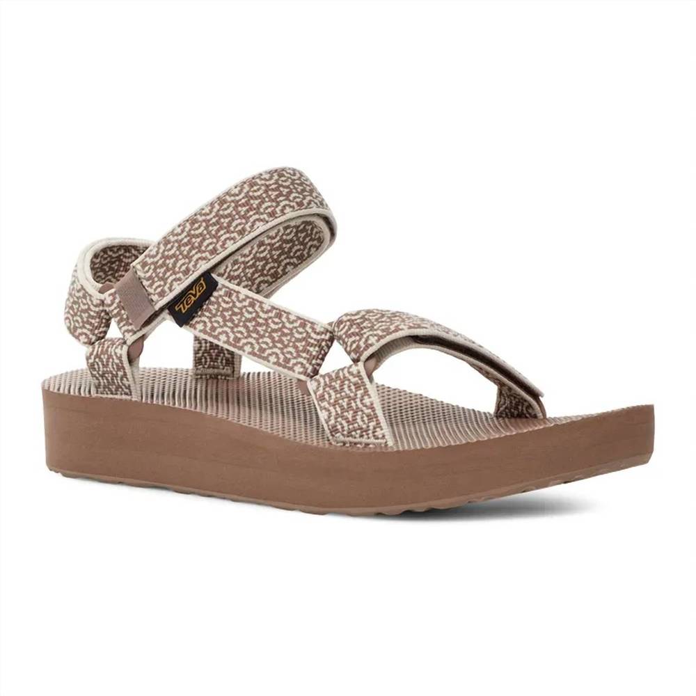Teva Women's Beige Brown Patterned Platform Sandals